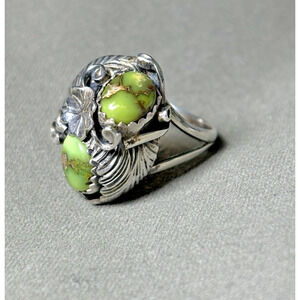Vintage Billy Eagle Signed Turquoise Ring Sterling Silver Navajo Style Southwest